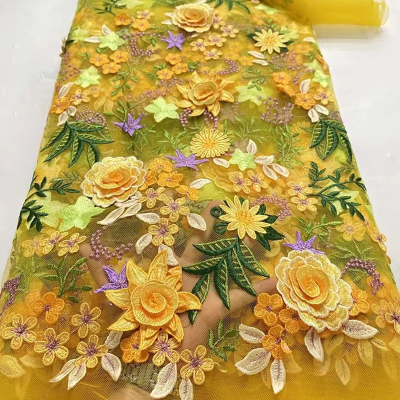 Sewing And Textile - 90x130cm 3D Bloemig Geborduurde Tule Kant