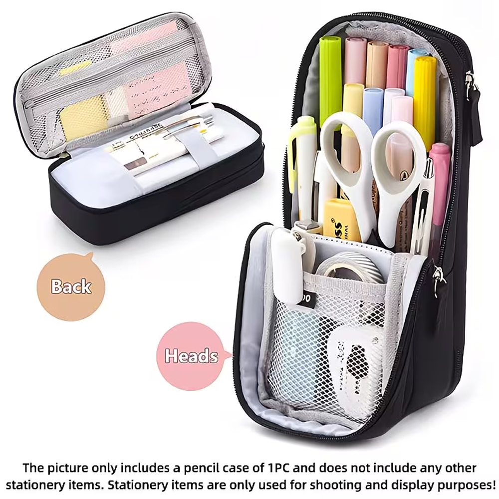 Fabric Marking Pen - Nieuwe creatieve dubbellaagse draagbare kleine schooltas-etui,