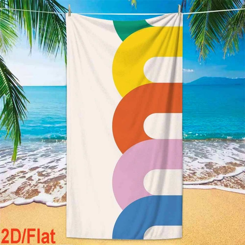 Century Textile & Sewing Supply Reviews - Mid-Century abstracte stijl gebogen regenboogkleurige blokprint