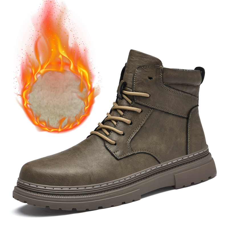 Sewing Latex - Warme winter heren lederen schoenen rubberen