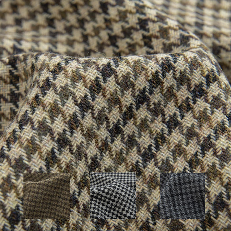 Sewing Tweed - Lichte koffie kleine houndstooth garengeverfde gevlochten