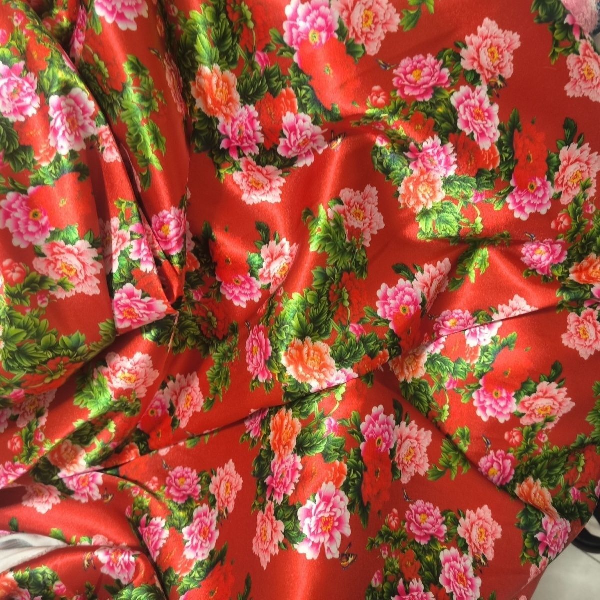 Sewing And Textile - Bloemenprint Acetaat Satijnen Stof Zijdezacht per