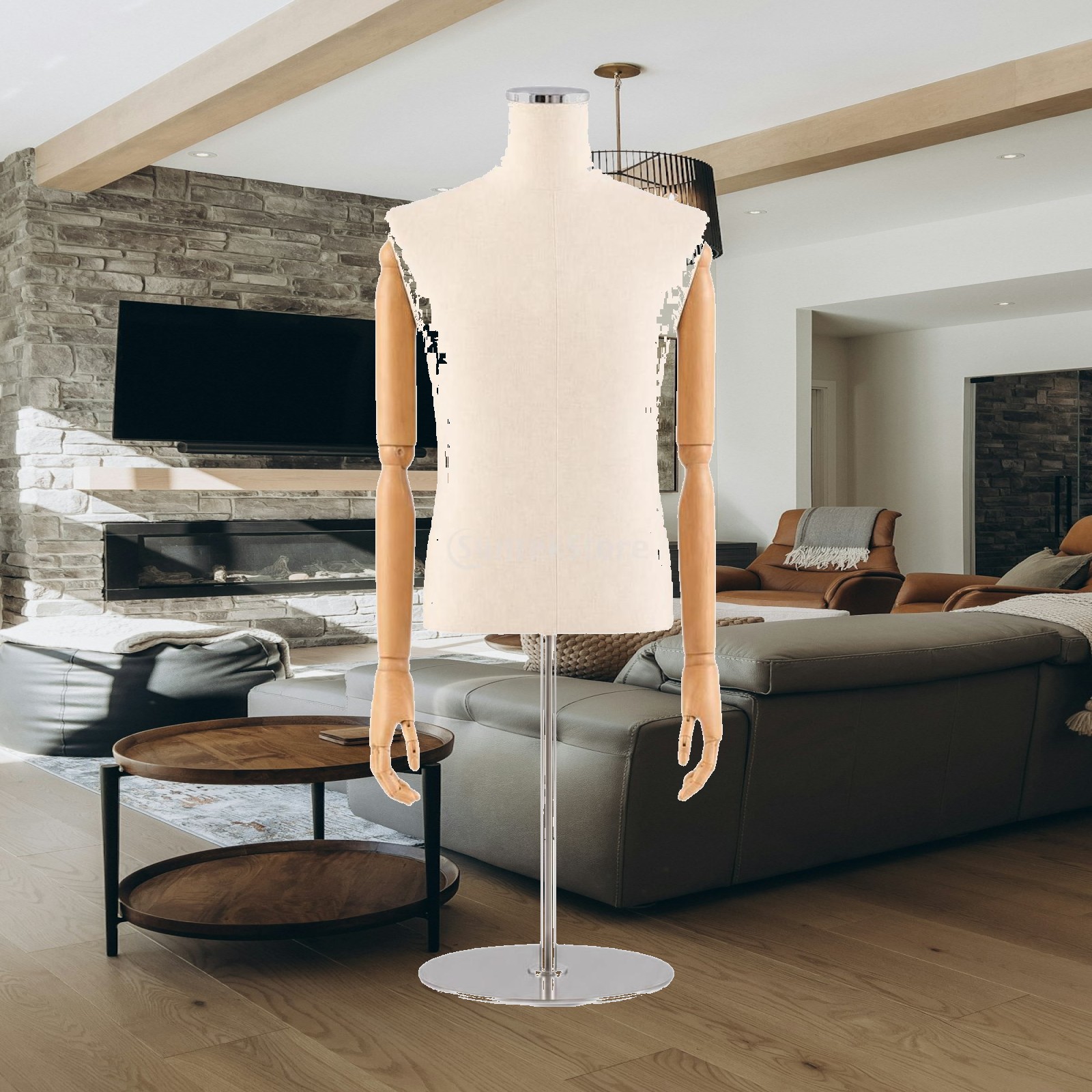 Dress Form Mannequin - Mannelijke half-body mannequin, bekleed met textiel,