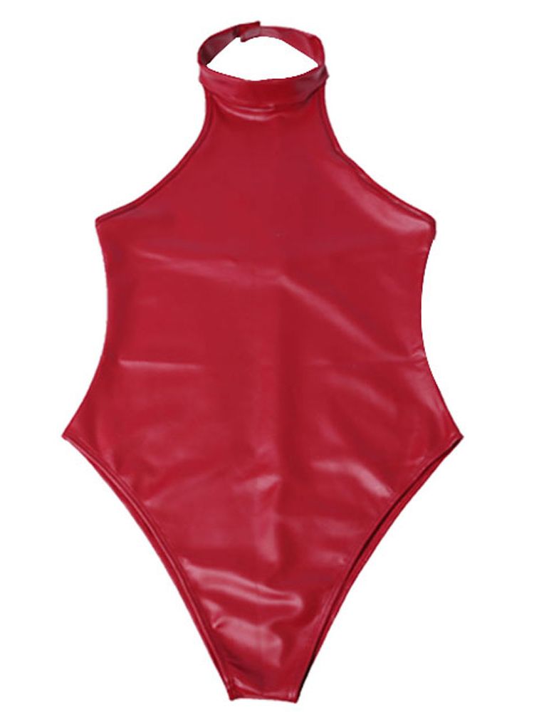 Sewing Latex - Faux Latex Pu Lederen Catsuit Backless