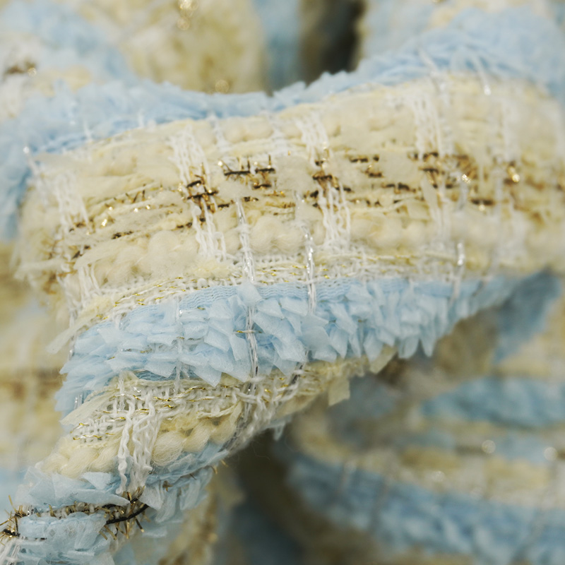 Lichtblauw Beige Geruit Bouclé - Sewing Tweed recensie en prijs