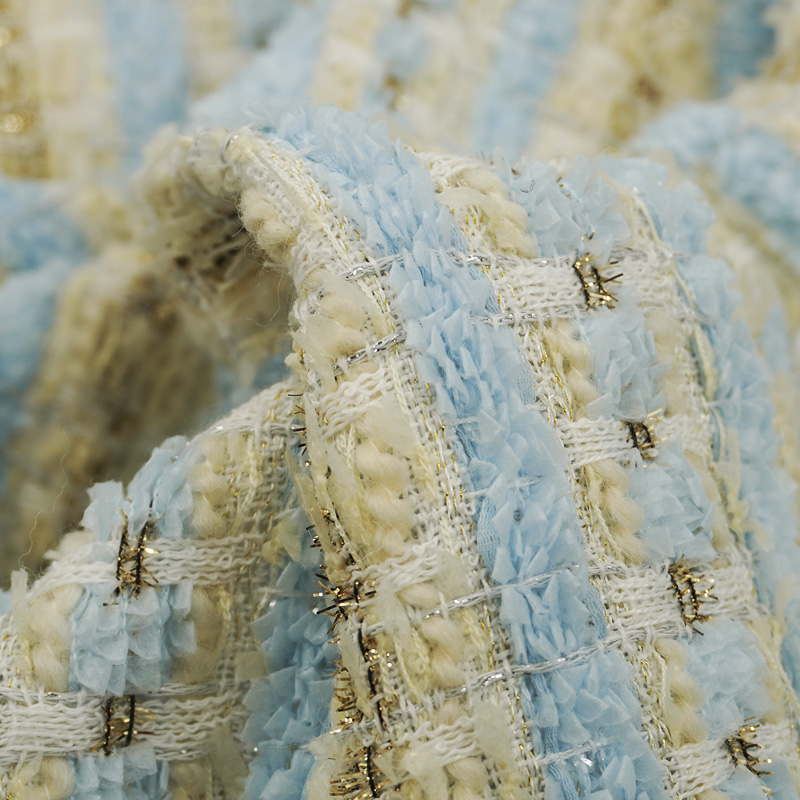 Lichtblauw Beige Geruit Bouclé - Sewing Tweed recensie en prijs