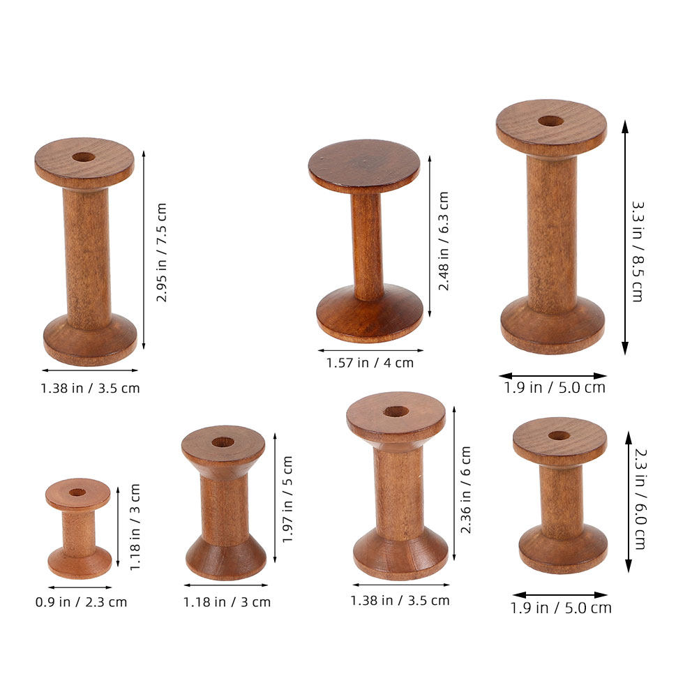 7-delige houten draadspoelen,  - Thread Bobbins Empty recensie en prijs