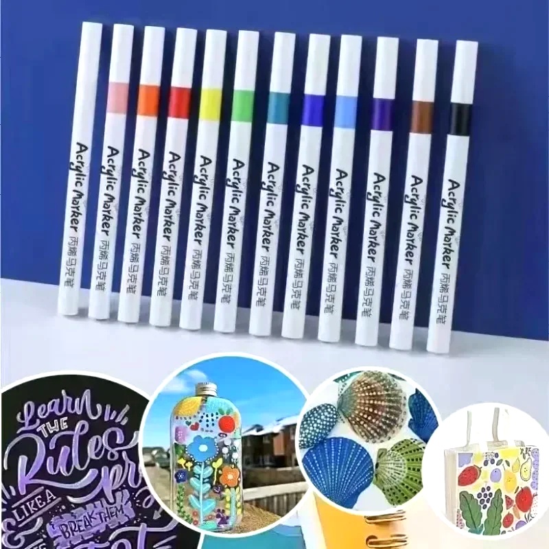 Zachte punt acrylmarker set 12 - Fabric Marking Pen recensie en prijs