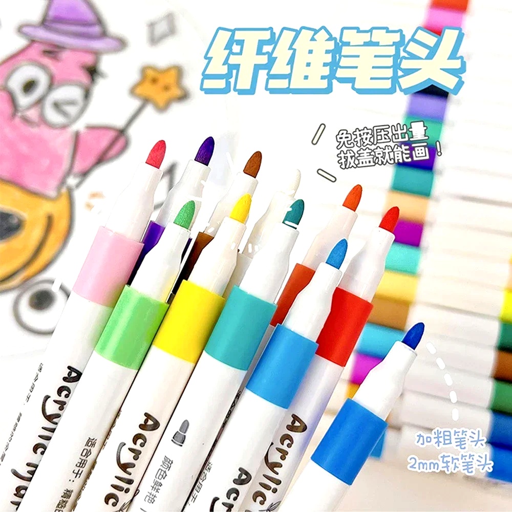Zachte punt acrylmarker set 12 - Fabric Marking Pen recensie en prijs